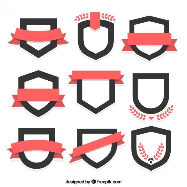 Shield Football Logo - Shield badge with ribbon collection Vector