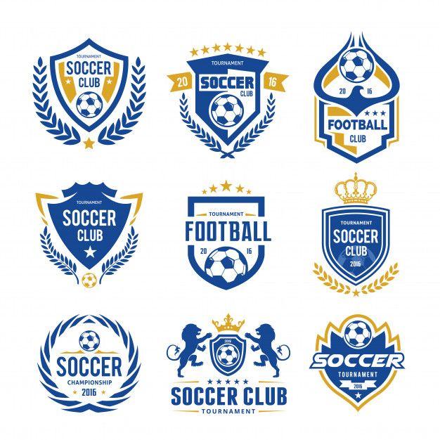 Shield Football Logo - Set of soccer football logo template Vector | Premium Download
