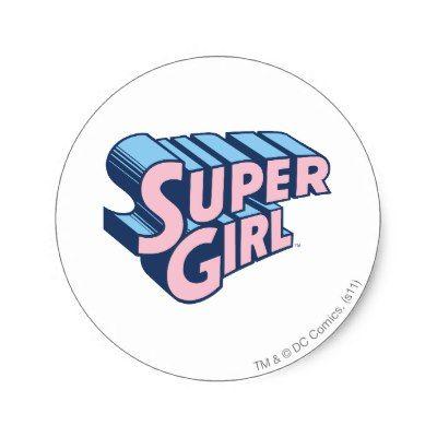 Pink and Blue Logo - Supergirl Pink Logo Classic Round Sticker | Zazzle.co.uk