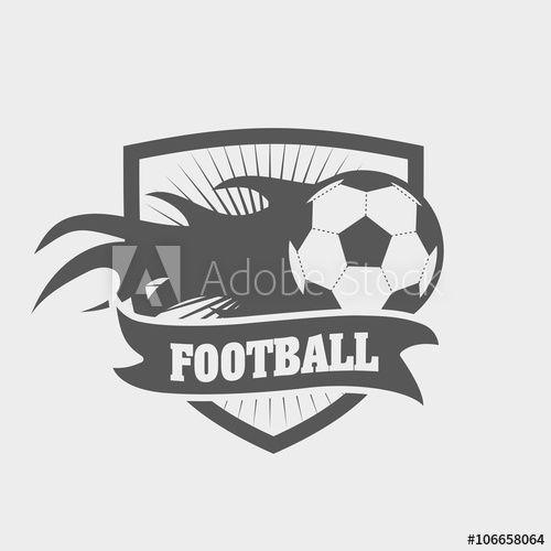 Shield Football Logo - soccer or football logo, label or badge concept with shield and ball ...