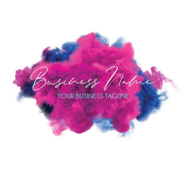 Pink and Blue Logo - Pink & Blue Powder Smoke Premade Small Business Logo