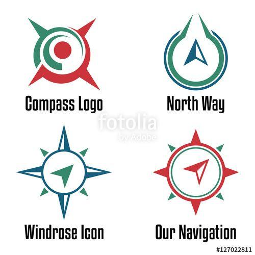 Compass North Logo - Compass Logo Symbol Icon to Find and Locate Direction Set Stock