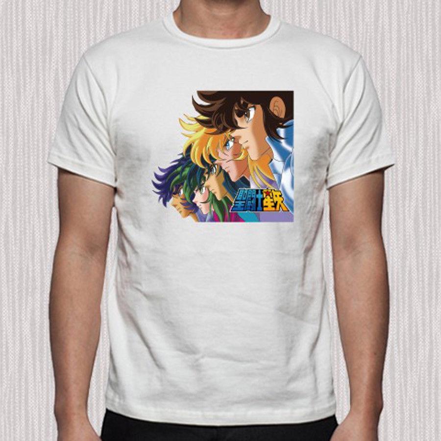 Funny Saint Logo - Saint Seiya Famous Retro Cartoon Anime Logo Men'S White T Shirt Size ...
