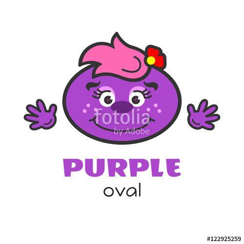 Purple Oval Logo - Oval geometric shape vector illustration for kids. Cartoon purple