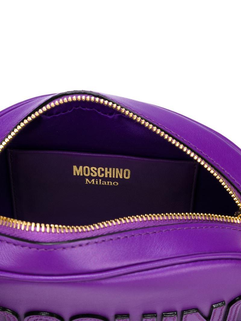 Purple Oval Logo - Moschino Oval Logo Crossbody Bag in Purple