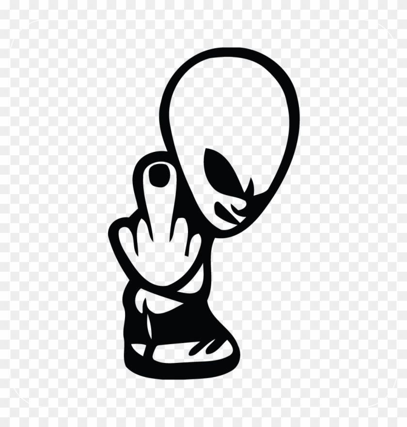 Black and White Alien Logo - Alien Middle Finger Up Decal - Middle Finger Black And White - Free ...