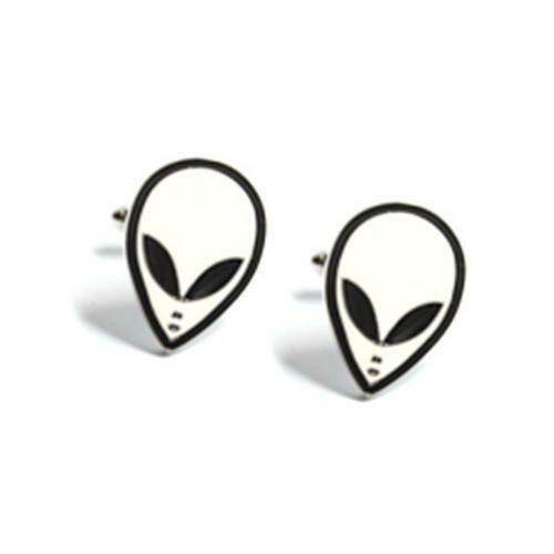 Black and White Alien Logo - Black & White Aliens Cufflinks With Gift Pouch Alien Sci-fi Space Et ...