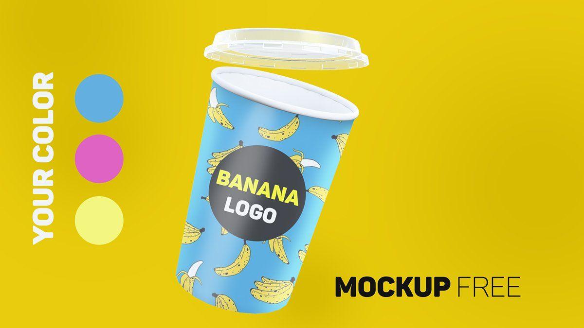 Coffe Cream Cup with Logo - Free Empty Ice Cream or Coffee Paper Cup Mockup