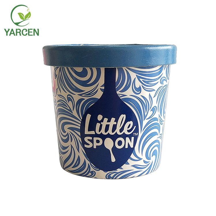 Coffe Cream Cup with Logo - Manufacturer Supplier paper lid printed ice cream cup and spoon