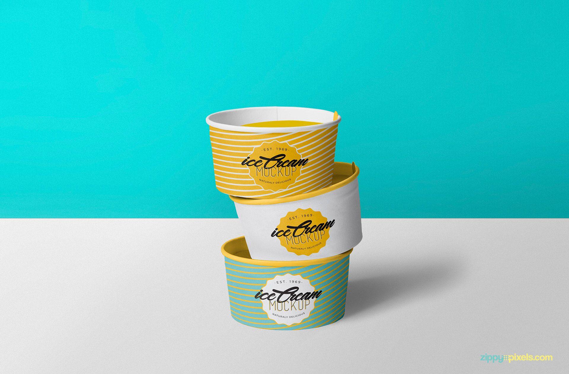 Coffe Cream Cup with Logo - Free Yummy Ice Cream Cup Mockup | ZippyPixels