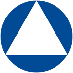 Blue Circle with White Triangle Logo - Blue Circle White Triangle Safety Signs from ComplianceSigns.com