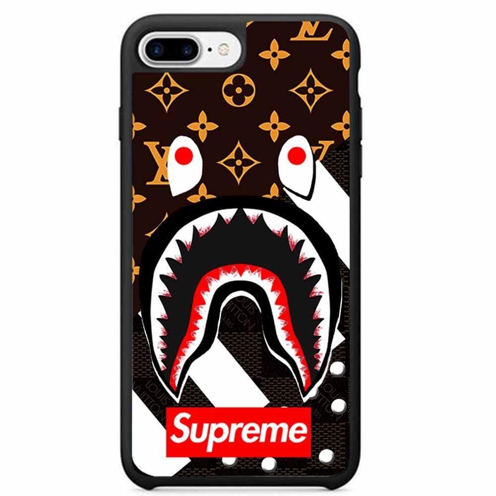 Supreme BAPE Shark Logo - Supreme Bape Shark Brown Luxury Pattern iPhone 8 Case