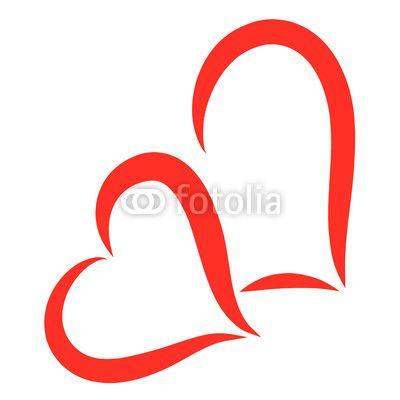 Two Red Lines Logo - Two red hearts together, drawing by floating lines. Buy Photo. AP