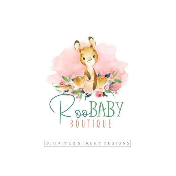 Baby Kangaroo Logo - Kangaroo Logo-Watercolor Logo-Baby Animal Logo-Premade Logo | Etsy