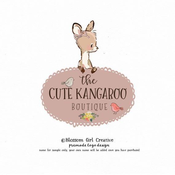 Baby Kangaroo Logo - kangaroo logo bow shop logo baby boutique logo children's | Etsy