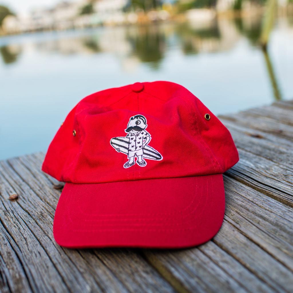 Red Surfer Logo - Natty Boh Surfer Dude in White (Red) / Baseball Hat