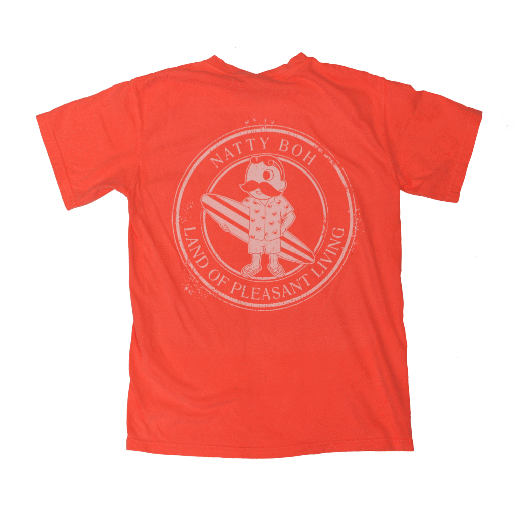 Red Surfer Logo - Natty Boh Surfer Dude Land of Pleasant Living (Neon Red Orange ...