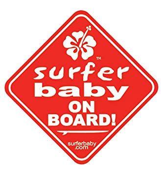 Red Surfer Logo - Amazon.com : Surfer Baby on Board Car Safety Window Sticker Sign