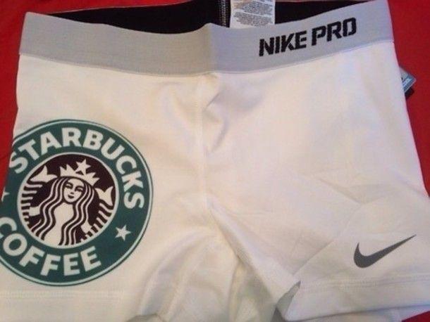 Cheerleader Starbucks Logo - shorts, white, nike pro, nike, cheerleading, cheerleading ...