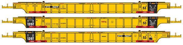 Well Car TTX Logo - 53' NSC 3 Unit Well Car (New Logo) TTX Company By Walthers