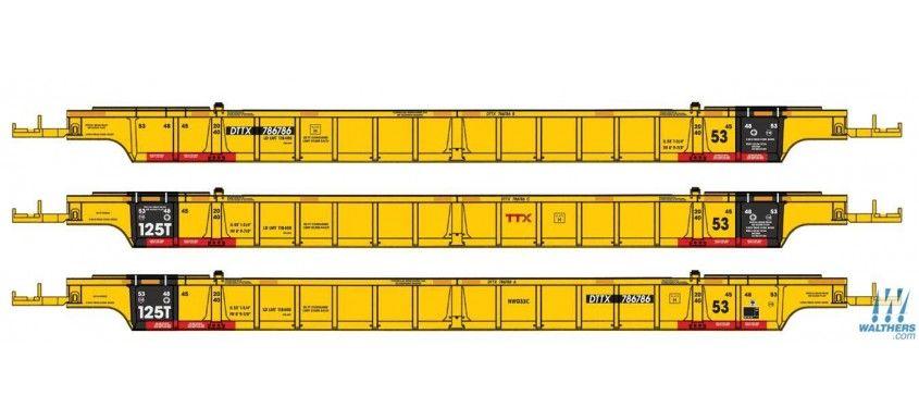 Well Car TTX Logo - Walthers 3 Unit 53' Well Car To Run 786786 125T