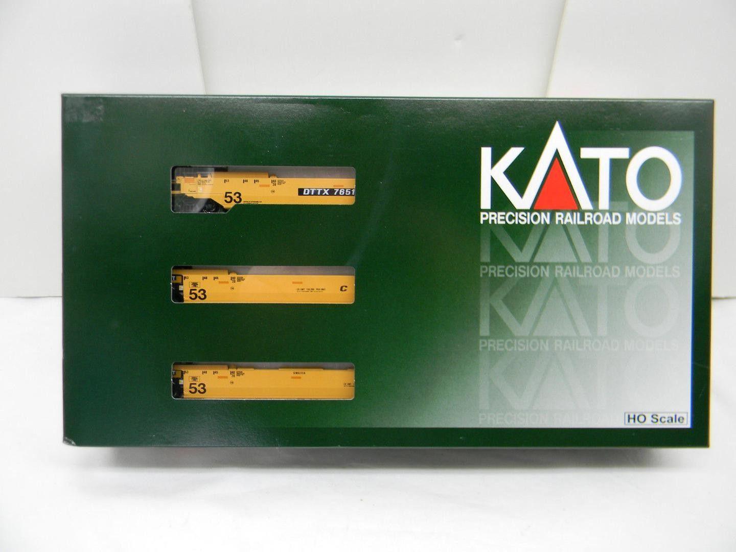 Well Car TTX Logo - Kato HO 9049 Gunderson MAXI IV Double Stack Well Car 3pc Set