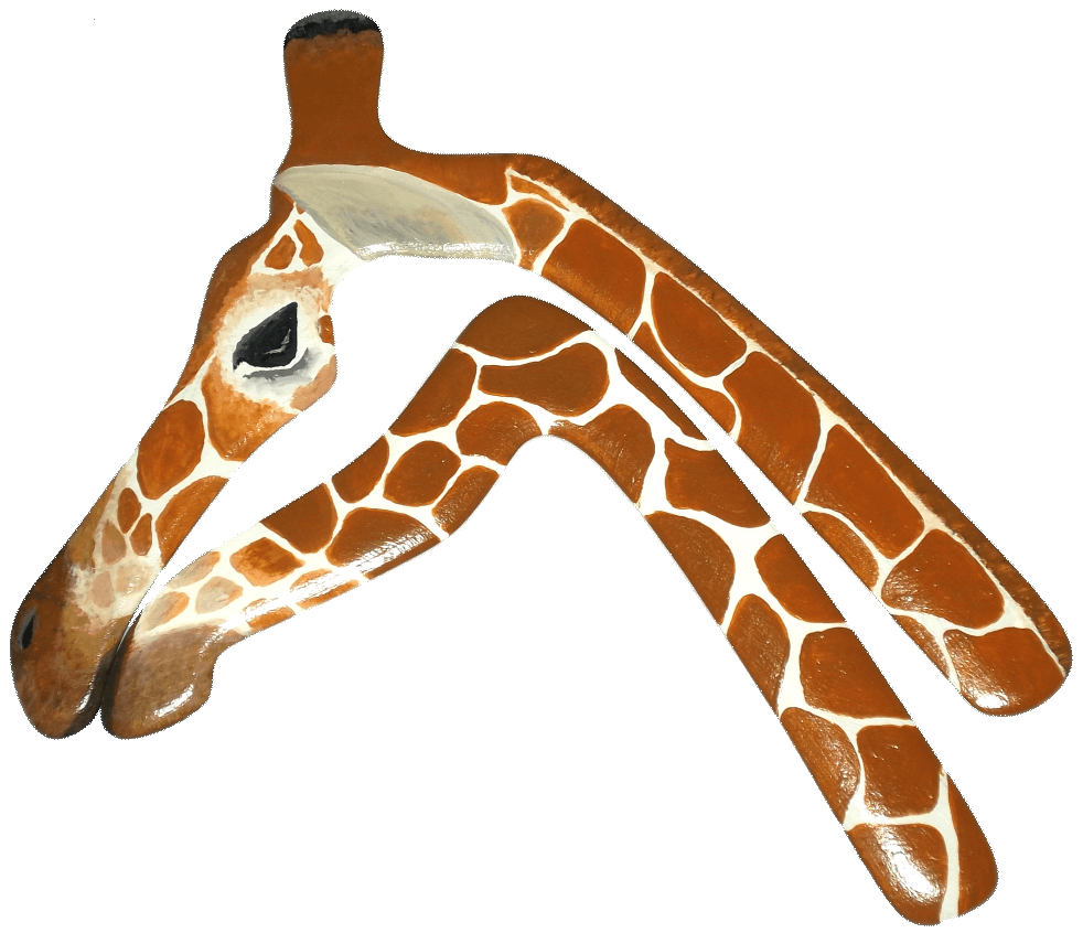 With Two Boomerangs Logo - Giraffe Head composed of two boomerangs