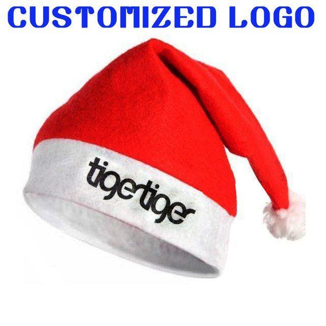 Christmas Hats Logo - personalize logo 2 Sizes Christmas Santa Hat Red Hats For Christmas ...