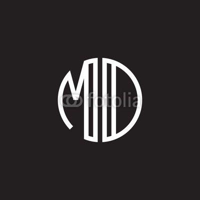 MD Circle Logo - Initial letter MD, MO, minimalist line art monogram circle shape