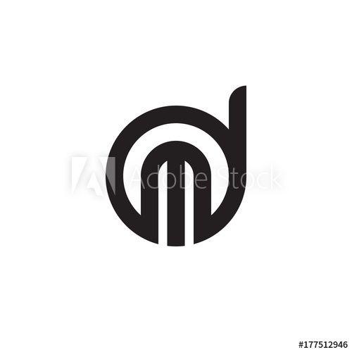 MD Circle Logo - Initial letter dm, md, m inside d, linked line circle shape logo