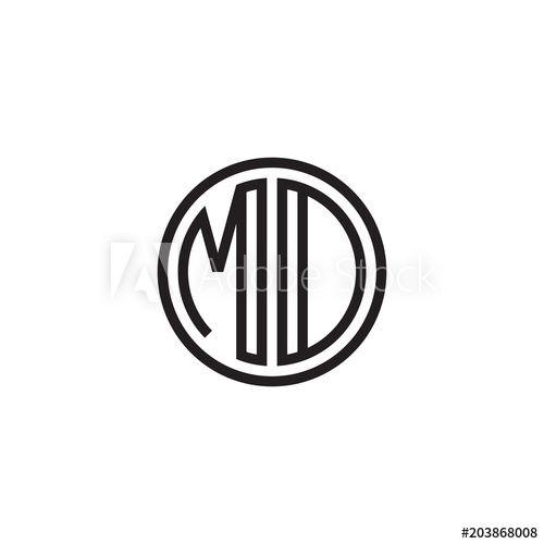 MD Circle Logo - Initial letter MD, MO, minimalist line art monogram circle shape