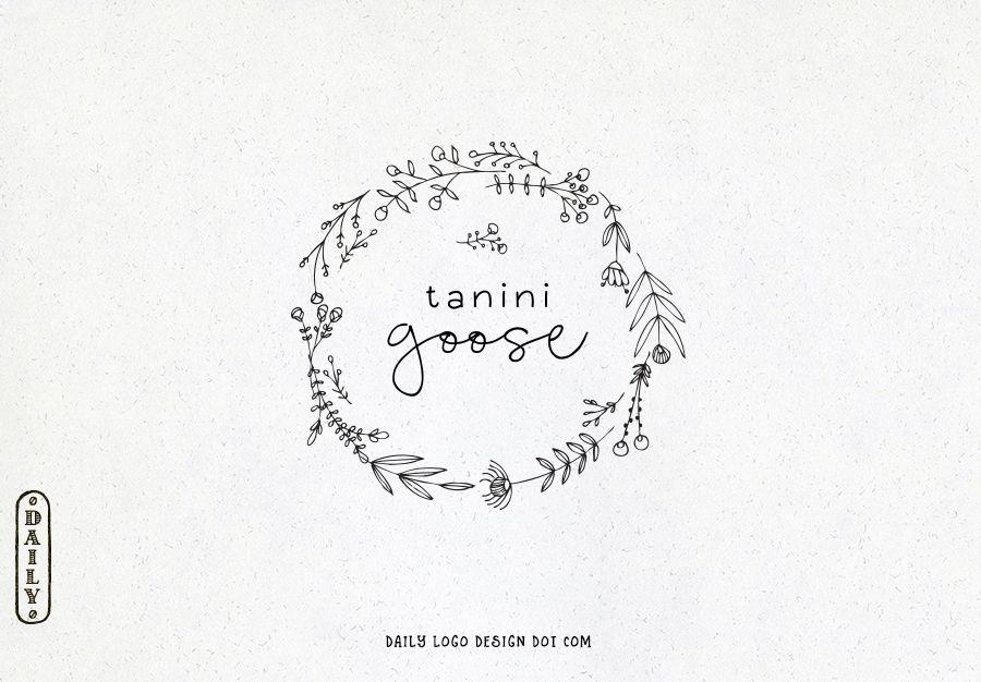 Floral Wreath Logo - Hand Drawn Style Floral Wreath Logo Design by Daily Logo Design, The ...