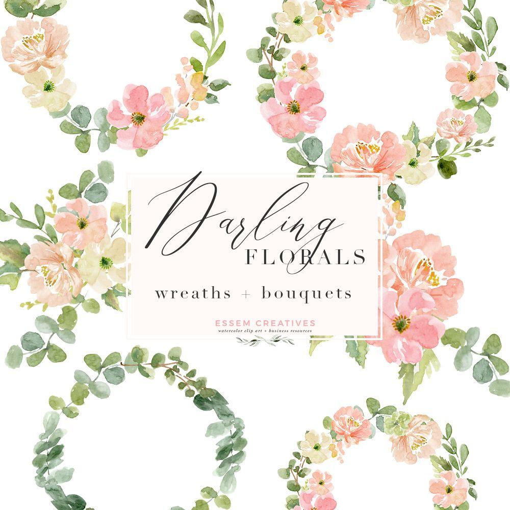Floral Wreath Logo - Watercolor Wreath PNG Clipart, Watercolor Flowers Bouquet Background