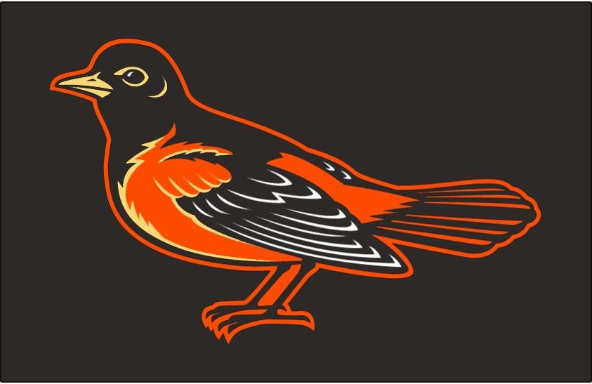 Orange and Black Bird Logo - Baltimore Orioles Cap Logo (1998) - A more lifelike black and orange ...