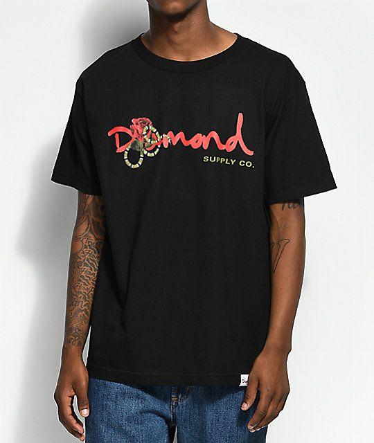 Diamond Supply Co Clothing Logo - Diamond Supply Co. Rose Snake OG Script Black T-Shirt | Zumiez