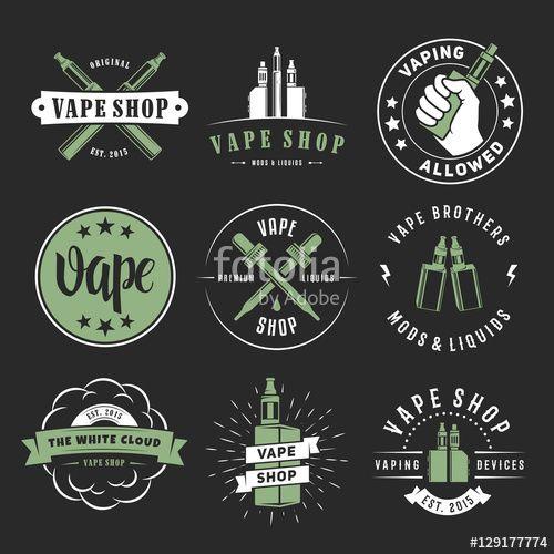 Vape Shop Logo - Vape Labels. Vector E Cigarette Logos For Vape Shop, Lounge Or Bar