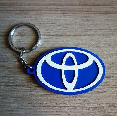 Blue Toyota Logo - TOYOTA LOGO KEYCHAIN Blue Keyring White Rubber Car Motor Collectible ...