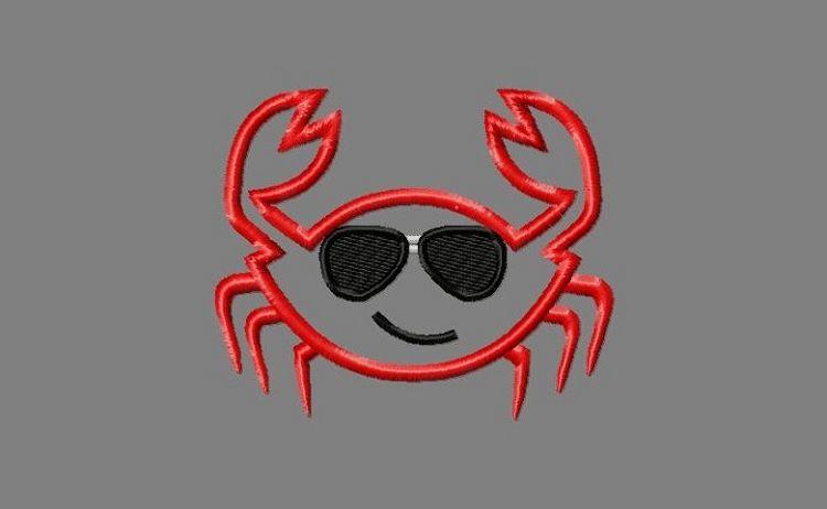 Cool Crab Logo - Crab boy applique embroidery design, cool crab, crab with sunglasses ...