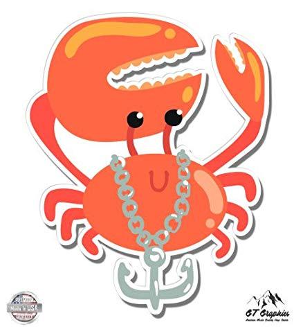 Cool Crab Logo - Cool Crab with Anchor Cute Sticker Waterproof