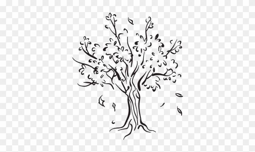 Black and White Tree with Leaves Falling Logo - Leaves Falling From A Tree Drawing - Tree With Falling Leaves ...