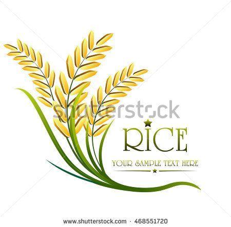 Rice Leaf Logo - grain organic natural product with black background. concept vector ...