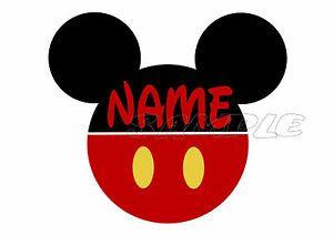 Mickey Mouse Name Logo - IRON ON TRANSFER MOUSE HEAD with Name