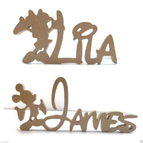 Mickey Mouse Name Logo - FREESTANDING MDF Wooden Mickey Mouse, Minnie Mouse Disney Custom