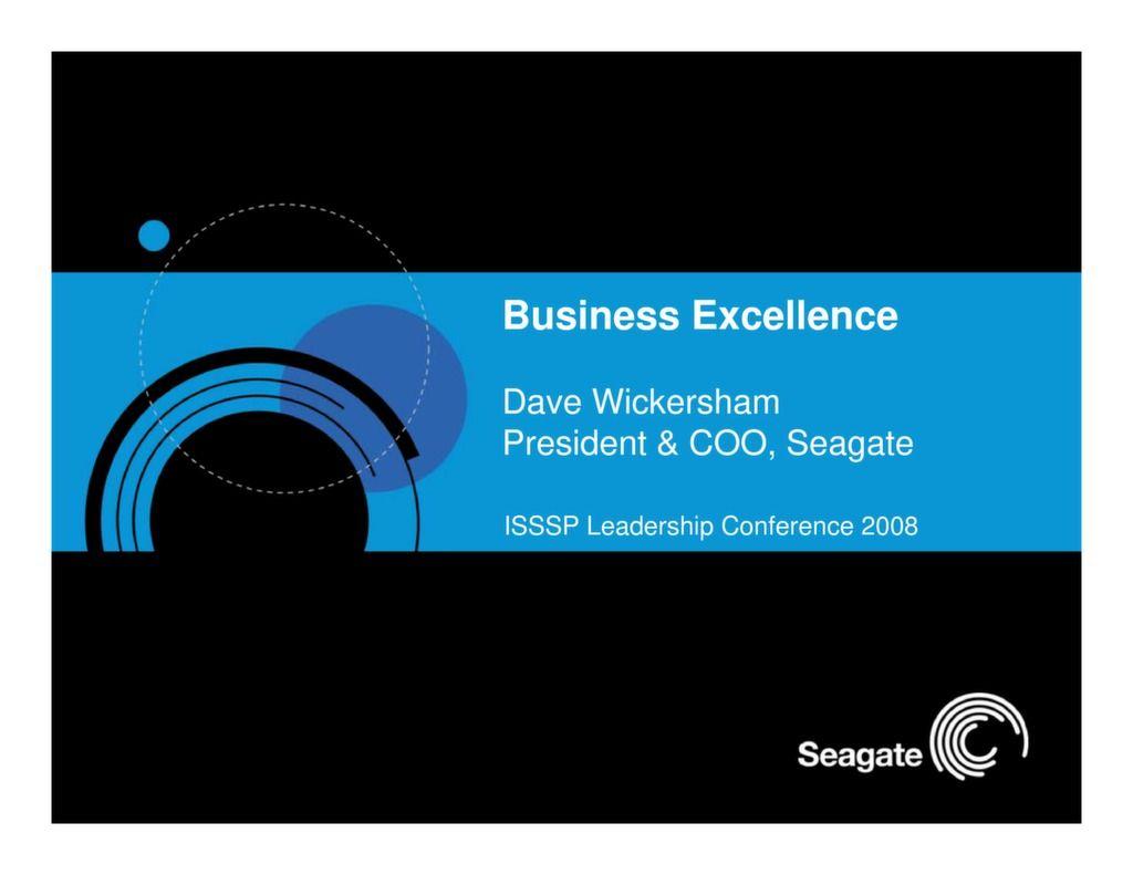 Seagate Lean Enterprise Logo - Business Excellence at Seagate — ISSSP for Lean Six Sigma