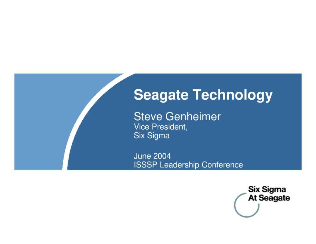 Seagate Lean Enterprise Logo - Design for Six Sigma – The Cornerstones of Seagate's Approach ...