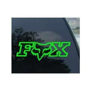 Green Fox Racing Logo - FOX RACING LOGO W FACE 6 LIME GREEN Decal NOTEBOOK, LAPTOP, IPAD
