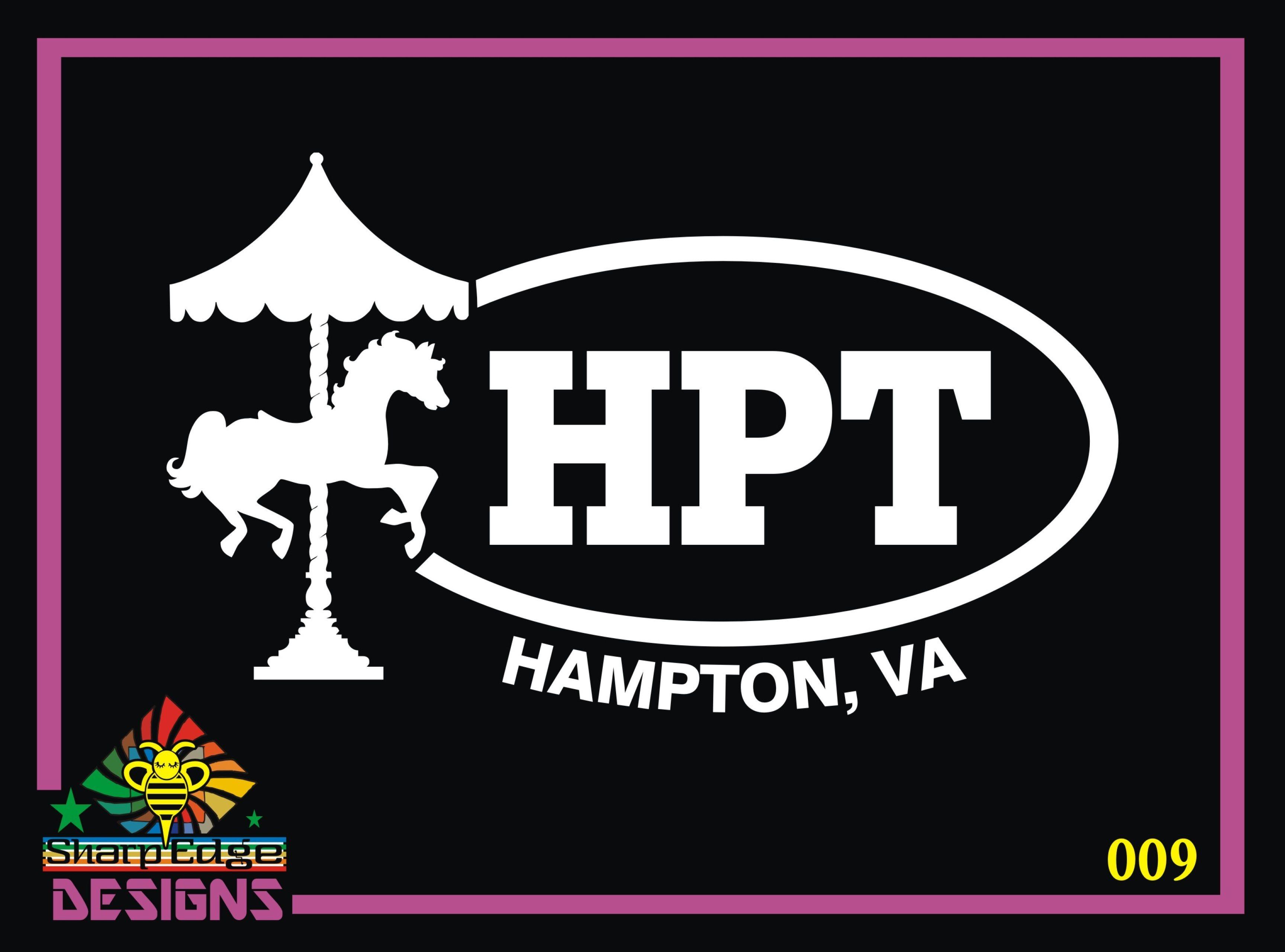 Sharp Edge Oval Logo - Hampton, VA Oval *Carousel Horse W Canopy Vinyl Decal