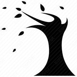 Black and White Tree with Leaves Falling Logo - Falling leaf tree icon