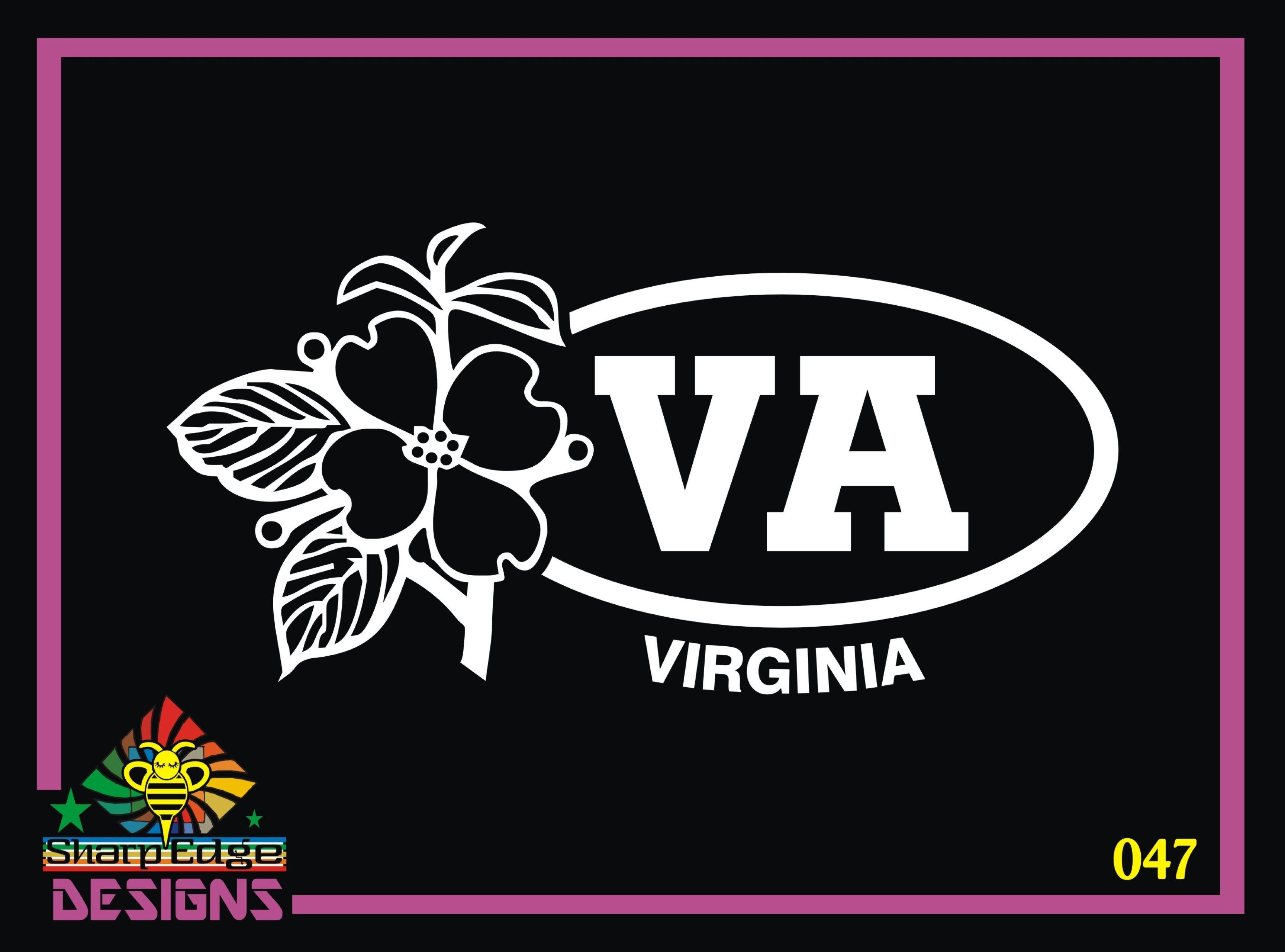 Sharp Edge Oval Logo - Virginia Oval w/ Dogwood Flower Vinyl Decal