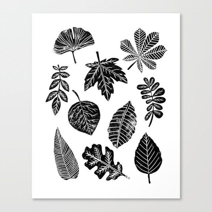 Black and White Tree with Leaves Falling Logo - Linocut leaves fall autumn lino printmaking black and white decor ...